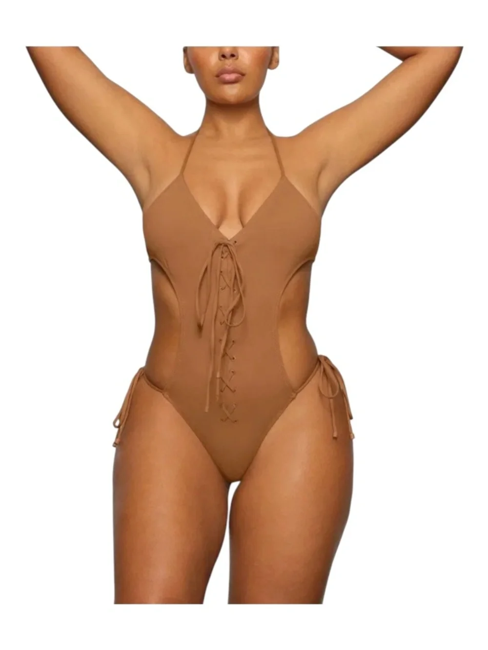 NWT SKIMS Monokini Lace Up Swimsuit L
